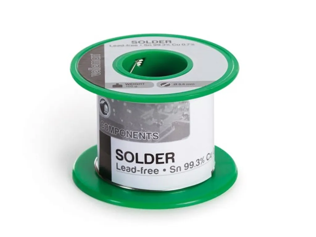 Stagno per saldatura senza piombo, Sn 99.3%, Cu 0.7%, 0.6 mm, 100 g, rotolo