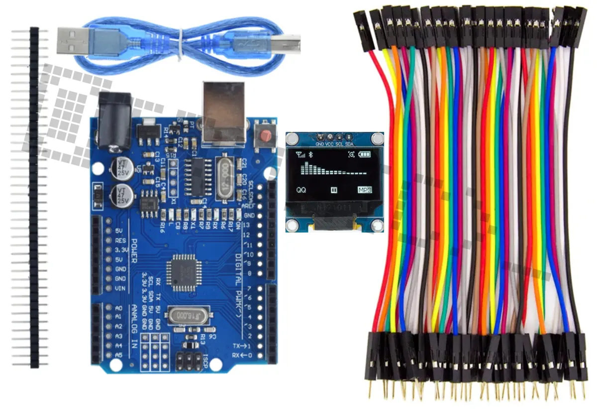 Starter Kit per Arduino Uno R3 con display OLED da 0.96 inch & set di cavi Dupont da 40 pezzi