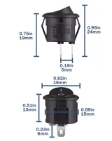 Interruttore a bilanciere ON/OFF rotondo da incasso 15mm – 2