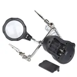 Lente d'ingrandimento con illuminazione LED, pratiche pinze e supporto per saldatore – 4