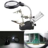 Lente d'ingrandimento con illuminazione LED, pratiche pinze e supporto per saldatore – 5
