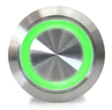 Pulsante | on-off self lock | 12-24V LED Verde | RVS | 16mm – 1