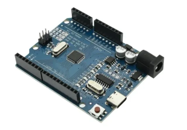 Arduino UNO R3 compatibile USB-C incl. cavo e header pins.