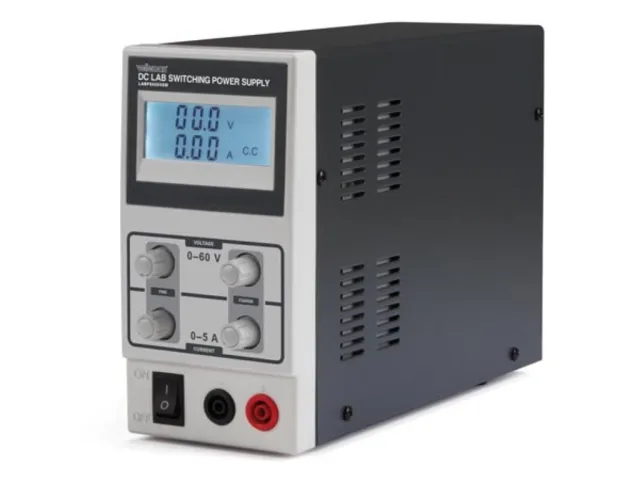 Alimentatore da laboratorio Velleman, switching, regolabile, 0-60 VDC/0-5 A