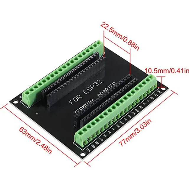 Scheda breakout con 38 pin per ESP32-S con terminali a vite