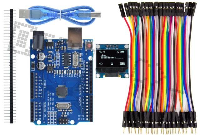 Starter Kit per Arduino Uno R3 con display OLED da 0.96 inch & set di cavi Dupont da 40 pezzi