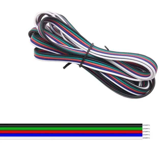 Cavo a 5 conduttori 22AWG Ø1.3mm bianco / blu / rosso / verde / nero 1 metro