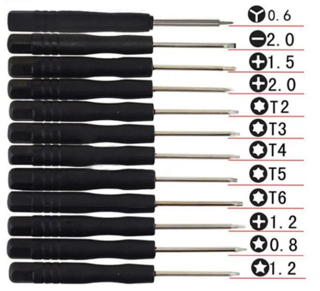 12 mini cacciaviti
