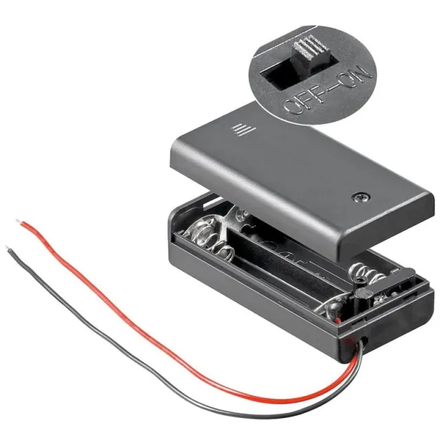 Portabatterie per 2 batterie AA con interruttore on/off (3V)