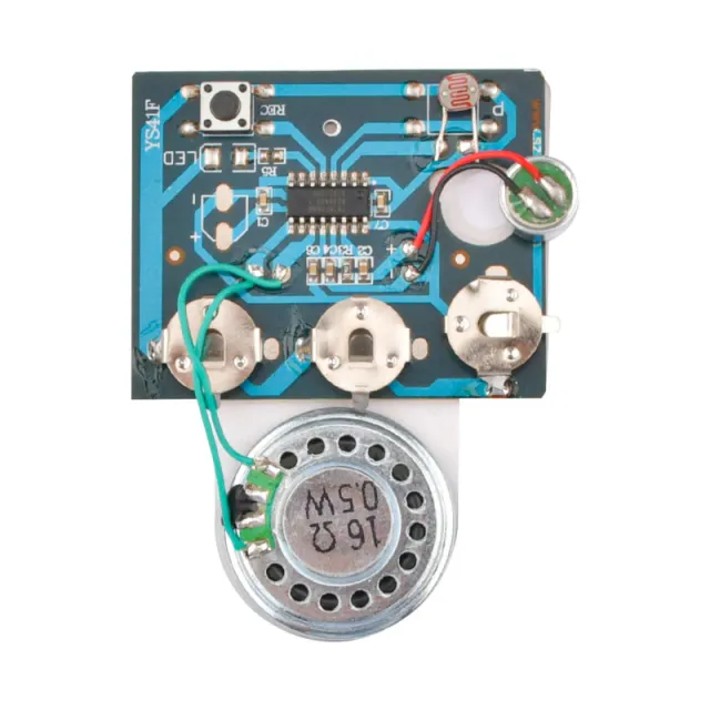 Modulo audio sensibile alla luce per cartolina o scatola