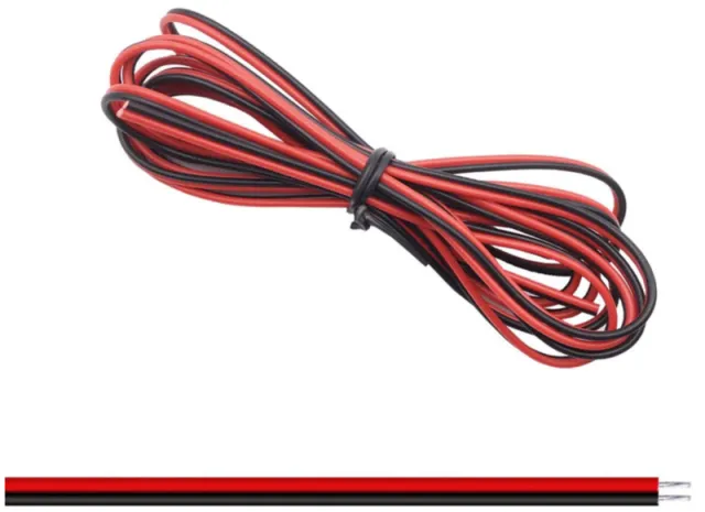 Cavo a 2 conduttori 22AWG Ø1.3mm rosso / nero 1 metro