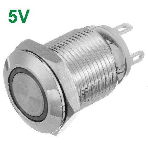 Pulsante | Momentaneo - impulso | LED 5V Blu | Acciaio inox | 12mm