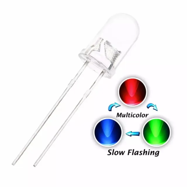 10x LED RGB multicolore 5mm Magic Rainbow Effect (fade lento)
