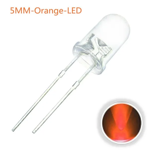 10x Diodo LED Trasparente 5mm Arancione 2V
