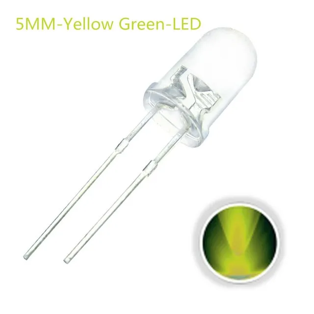 10x Diodo LED Trasparente 5mm Verde / Giallo 2V