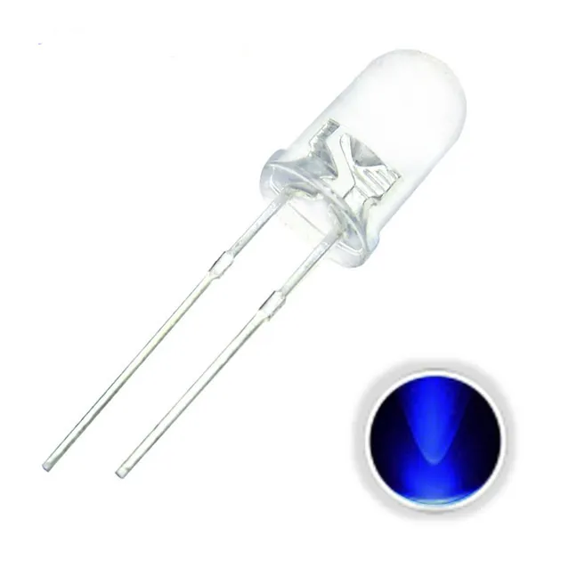 10x Diodo LED Trasparente 5mm Ultravioletto 3V