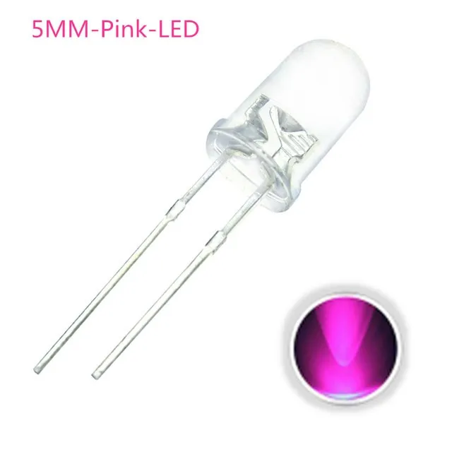10x Diodo LED Trasparente 5mm Rosa 3V