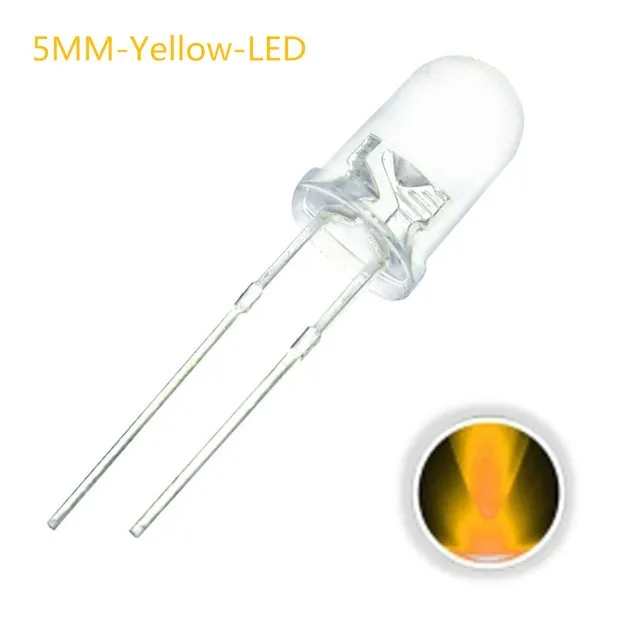 10x Diodo LED Trasparente 5mm Giallo 2V