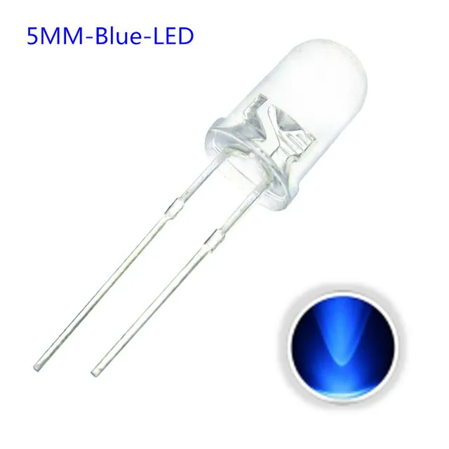 10x Diodo LED Trasparente 5mm Blu 3V