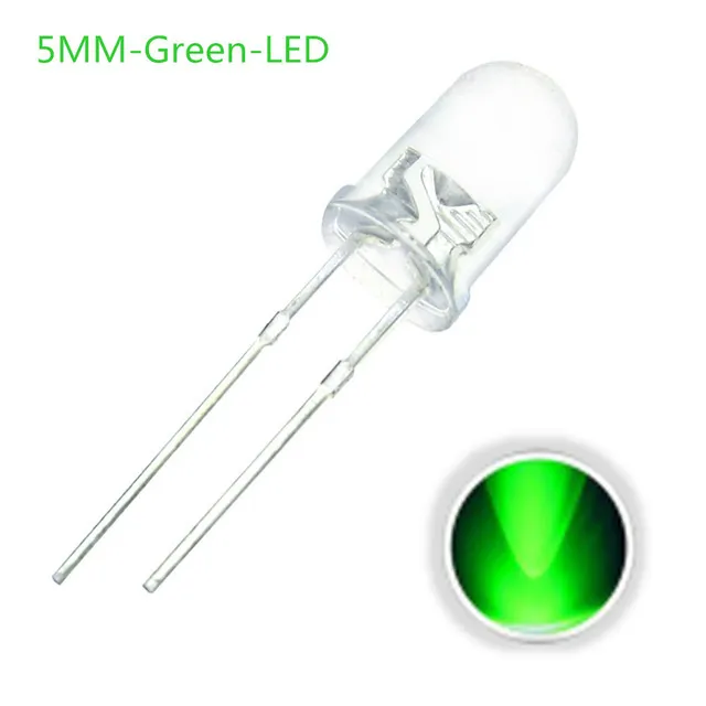 10x Diodo LED Trasparente 5mm Verde 3V