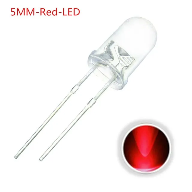 10x Diodo LED Trasparente 5mm Rosso 2V