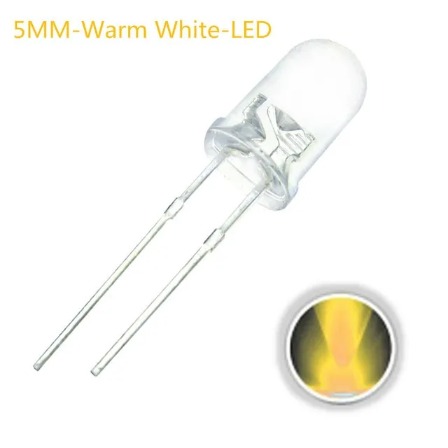10x Diodo LED Trasparente 5mm Bianco Caldo 3V