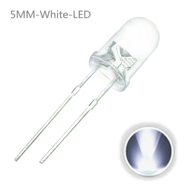10x Diodo LED Trasparente 5mm Bianco 3V