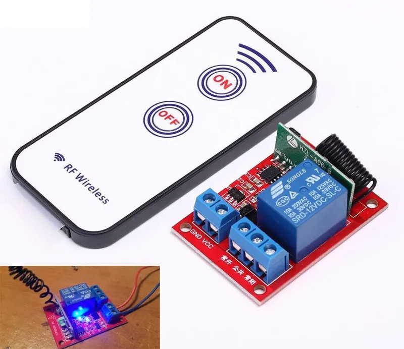 Modulo relè wireless incl. telecomando - 12V, 1 canale, 433Mhz RF