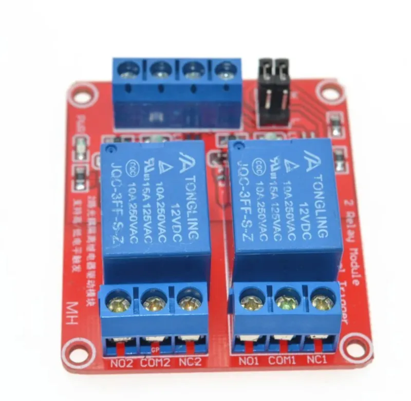 Modulo relè 5 V, 2 canali, con terminali a vite e optocoupler