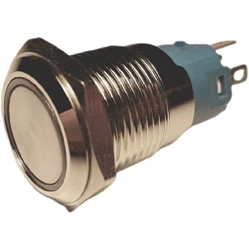 Pulsante | Momentaneo - puls | LED rosso 5V | Acciaio inox | 16mm
