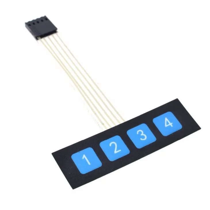 Tastiera a membrana matrice 1 x 4 con circuito FBC