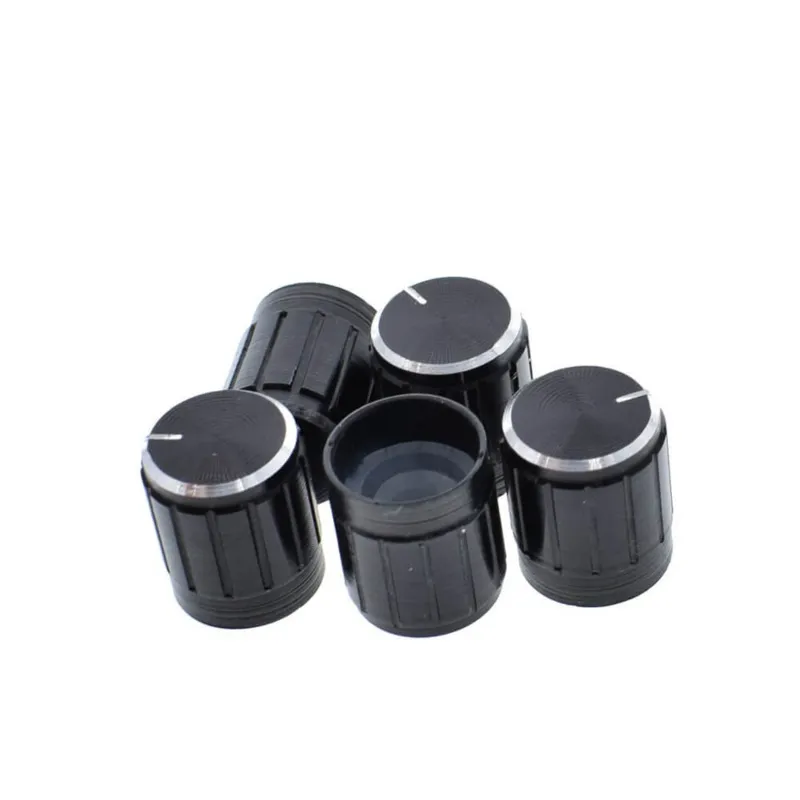Manopola in alluminio per Rotary Switch/ Potentiometer (diametro: interno 6mm, esterno 15mmx17mm) - nero