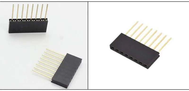 Connettore header femmina diritto a fila singola da 8 pin con pitch 2,54 mm - impilabile