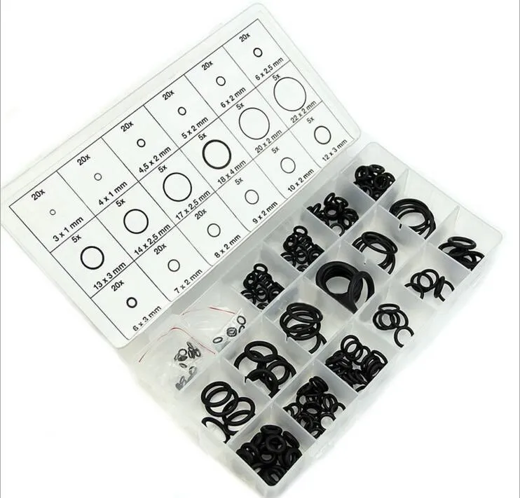 Kit di 225 O-ring NBR neri 15 misure diverse
